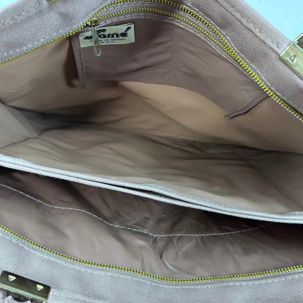 Super Spacers Tote Bag Mauve Purple Top Handle Gold Accents Travel‎ Purse